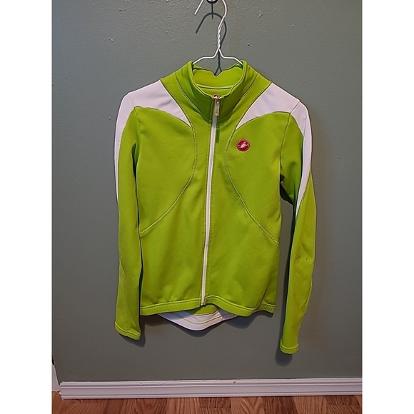 castelli Tops - Castelli Women's Thermal Cycling Full Zip Long Sleeve Jersey Size Large Green